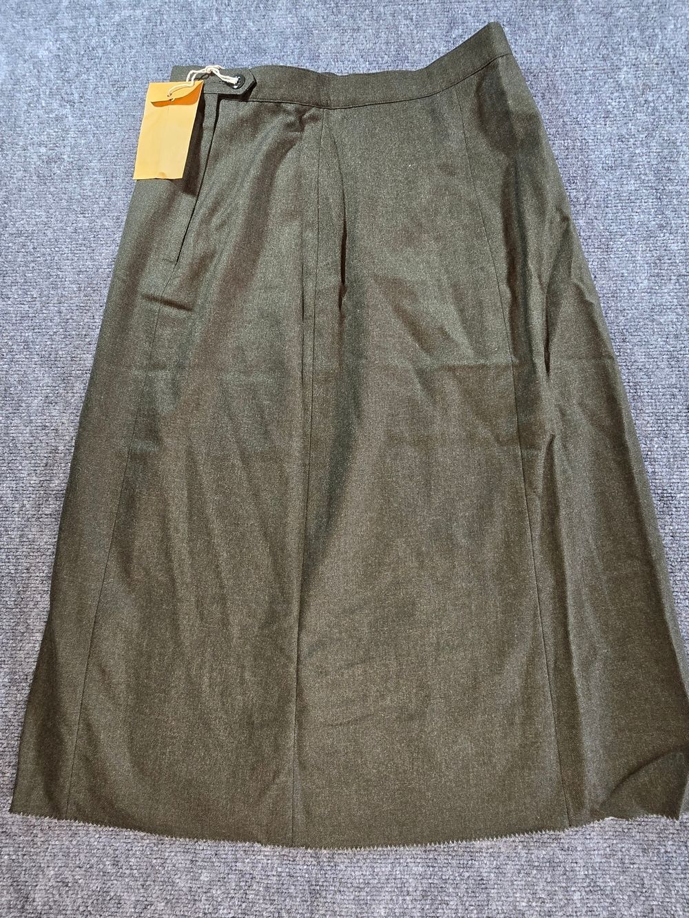 Vintage Military Wool Skirt Womens 16R Olive Green A Line Midi Army Surplus - Picture 1 of 7